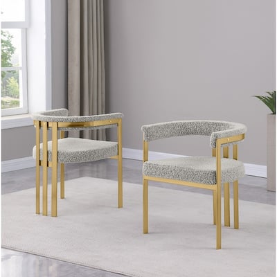 Best Quality Furniture Matte Brushed Gold Chrome Dining Chairs (Set of 2) - N/A