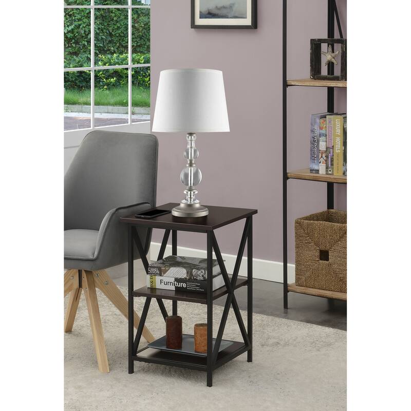 Convenience Concepts Tucson End Table with Shelves - Espresso/Black
