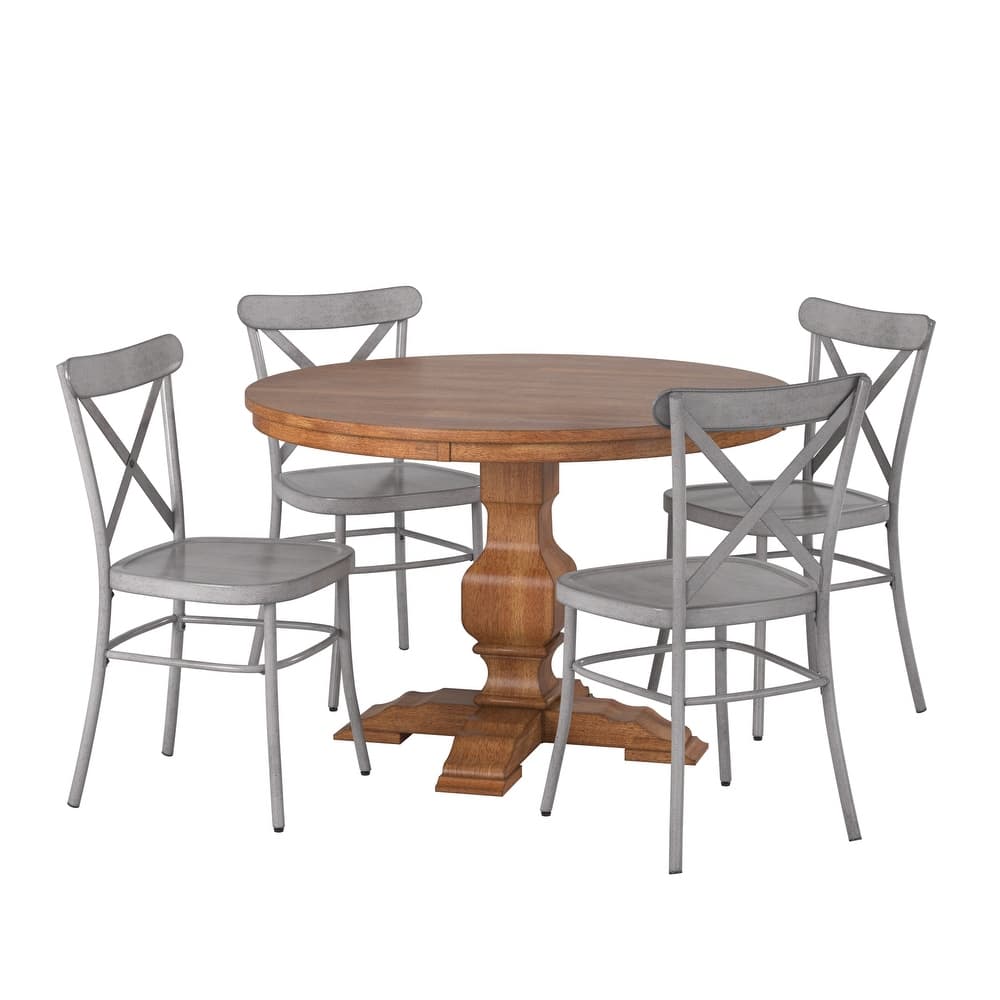 Eleanor 5-Piece Dining Set with Metal X-Cross Back Chairs by iNSPIRE Q Classic