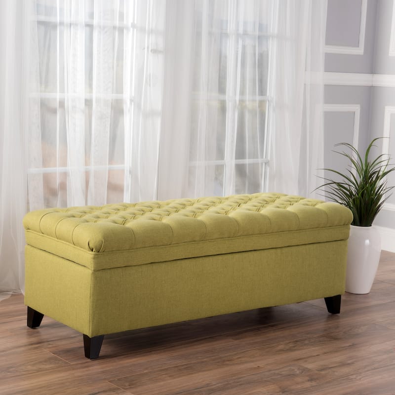 Button-tufted Storage Ottoman Bench