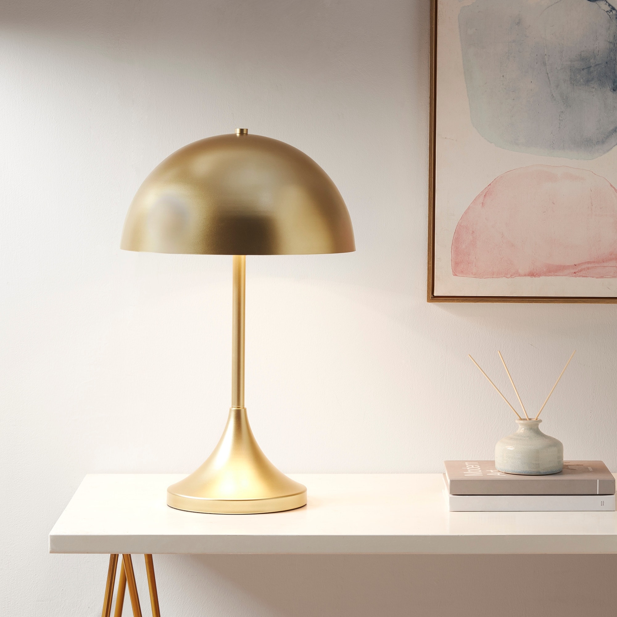 INK+IVY Bryson Gold Dome-Shaped 2-Light Metal Table Lamp