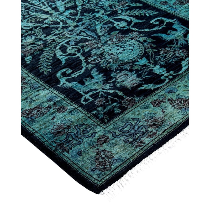 Fine Vibrance, One-of-a-Kind Hand-Knotted Area Rug - Black, 2' 7" x 9' 2" - 2' 7" x 9' 2"