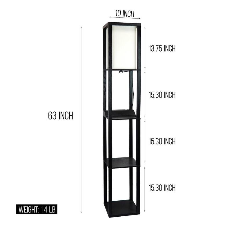 63'' Column Floor Lamp with USB Port and Wireless Charger - Black