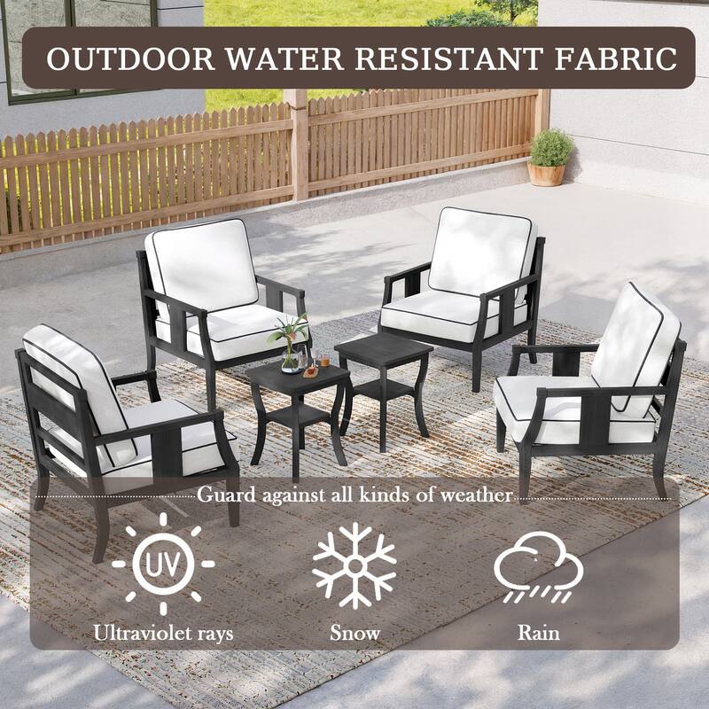 6-piece Outdoor Teak Seating Set Club Chairs with Cushions