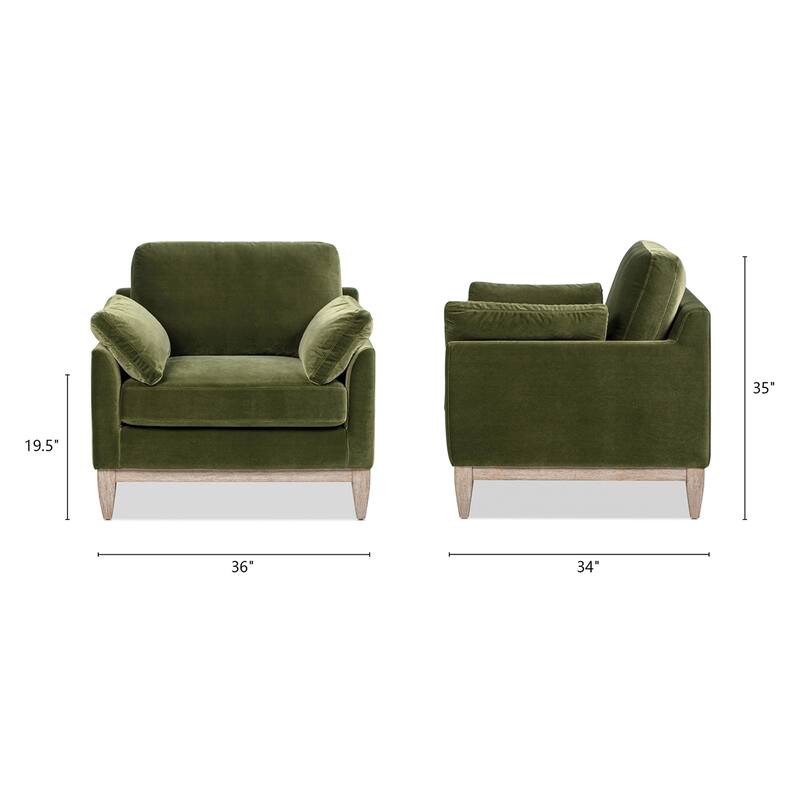Pasadena 36" Wide Modern Farmhouse Velvet Accent Arm Chair