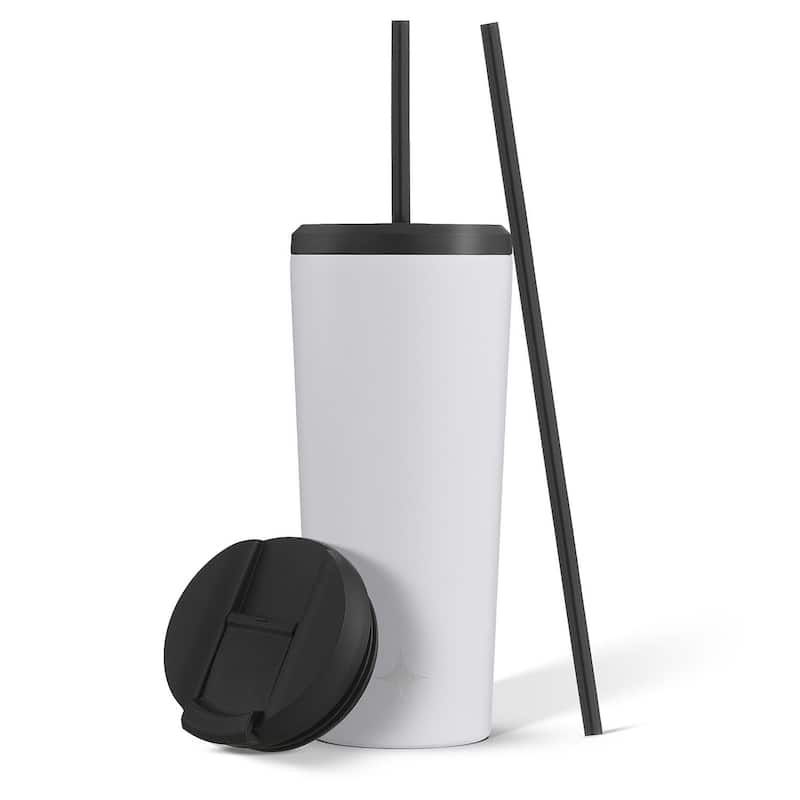 JoyJolt Vacuum Insulated Stainless Steel Tumbler Bottle with Flip Lid and Straw - 24 oz - 24 oz