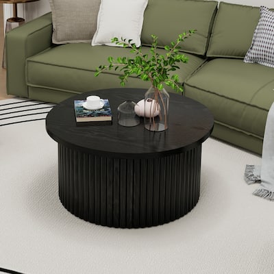 Roomfitters Round Coffee Table, Modern Accent Side Table, Wooden Center Table