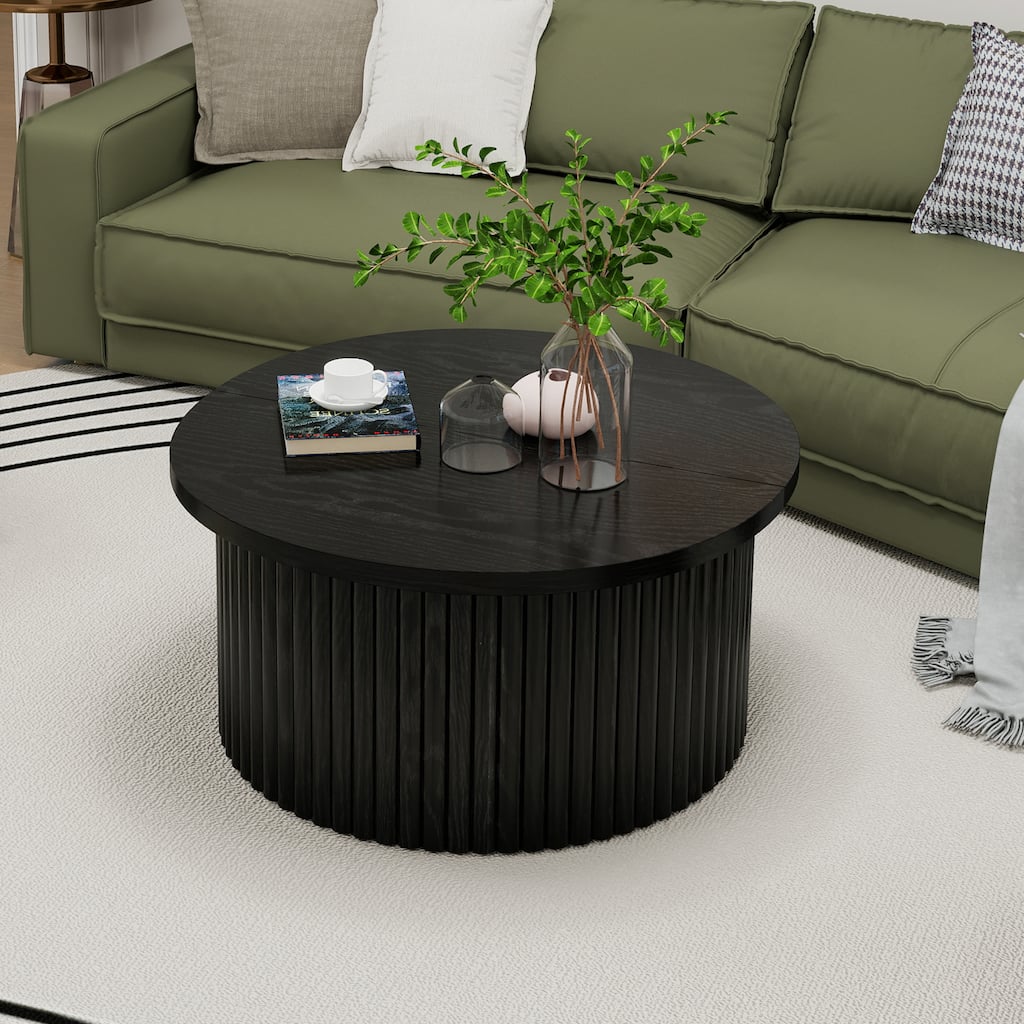 Roomfitters Round Coffee Table, Modern Accent Side Table, Wooden Center Table