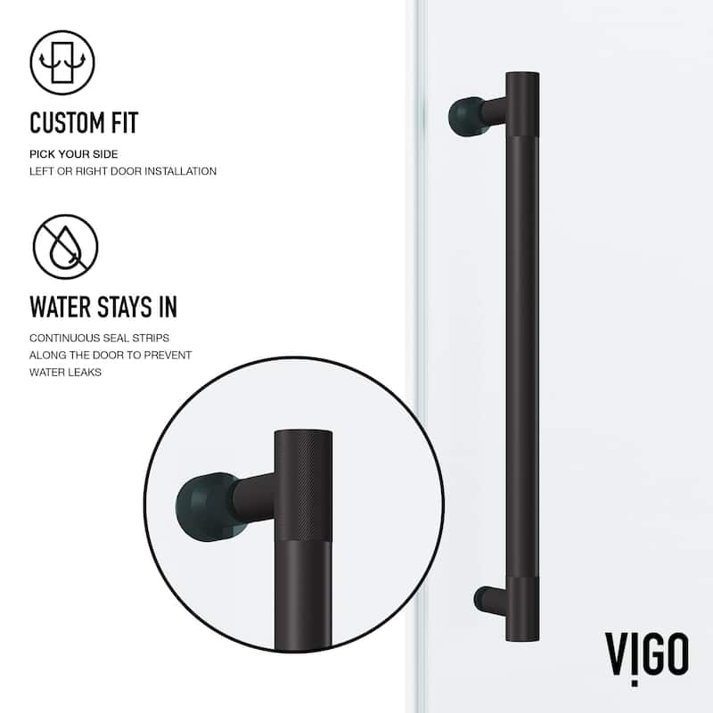 VIGO Hamilton 56" to 60" W x 78" H Frameless Sliding Shower Door