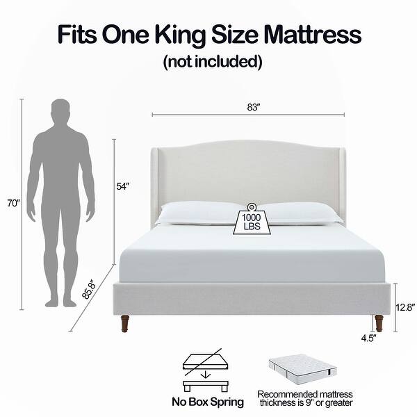 dimension image slide 15 of 27, Harper Tall Headboard Upholstered Bed