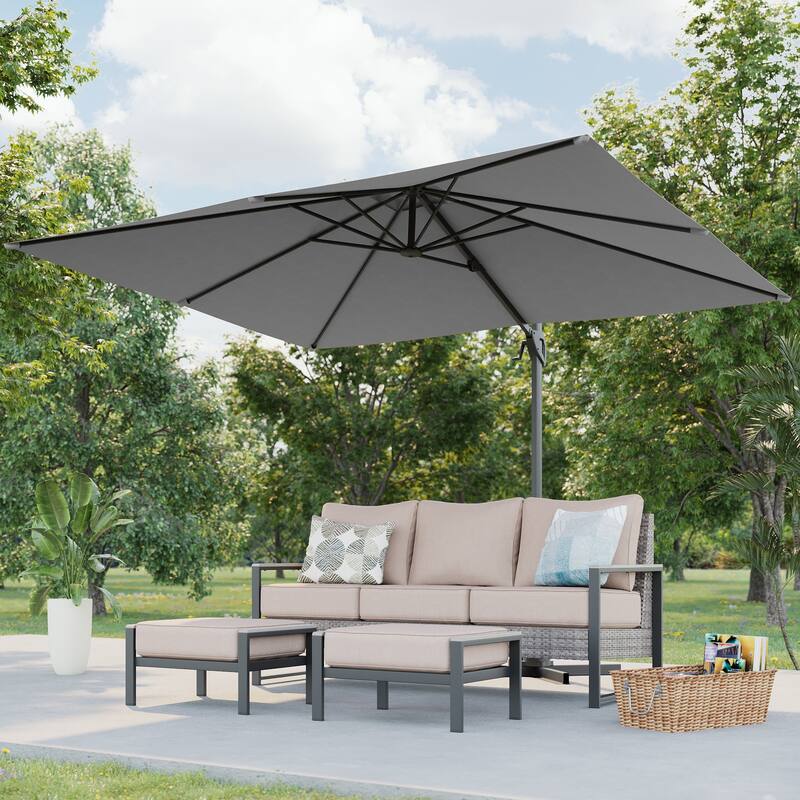 BONOSUKI 10x8FT Cantilever Patio Umbrella, Ultimate Outdoor Comfort with 360° Rotation and Canopy Angle Adjustment
