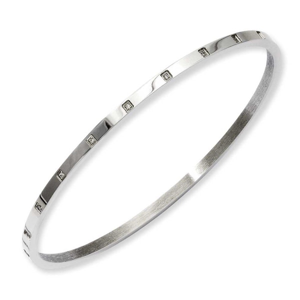 Stainless Steel Polished & CZ Bangle