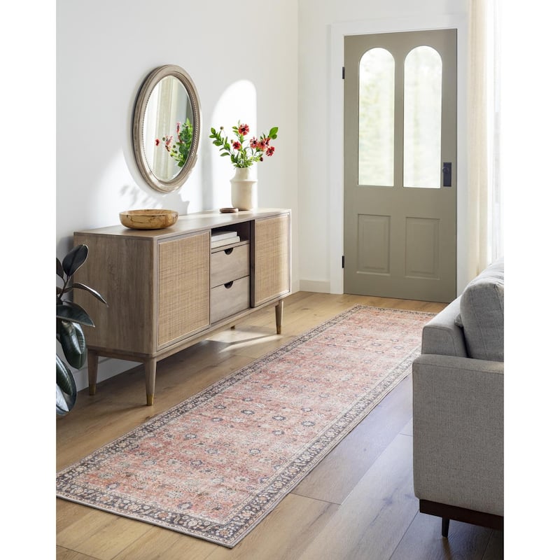 Livabliss Colin Traditional Washable Area Rug - 6' 7" x 9' - Rust/Brown - Rectangle
