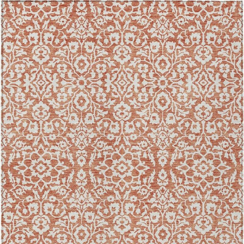 HomeRoots Damask Traditional Rectangle Outdoor Rug