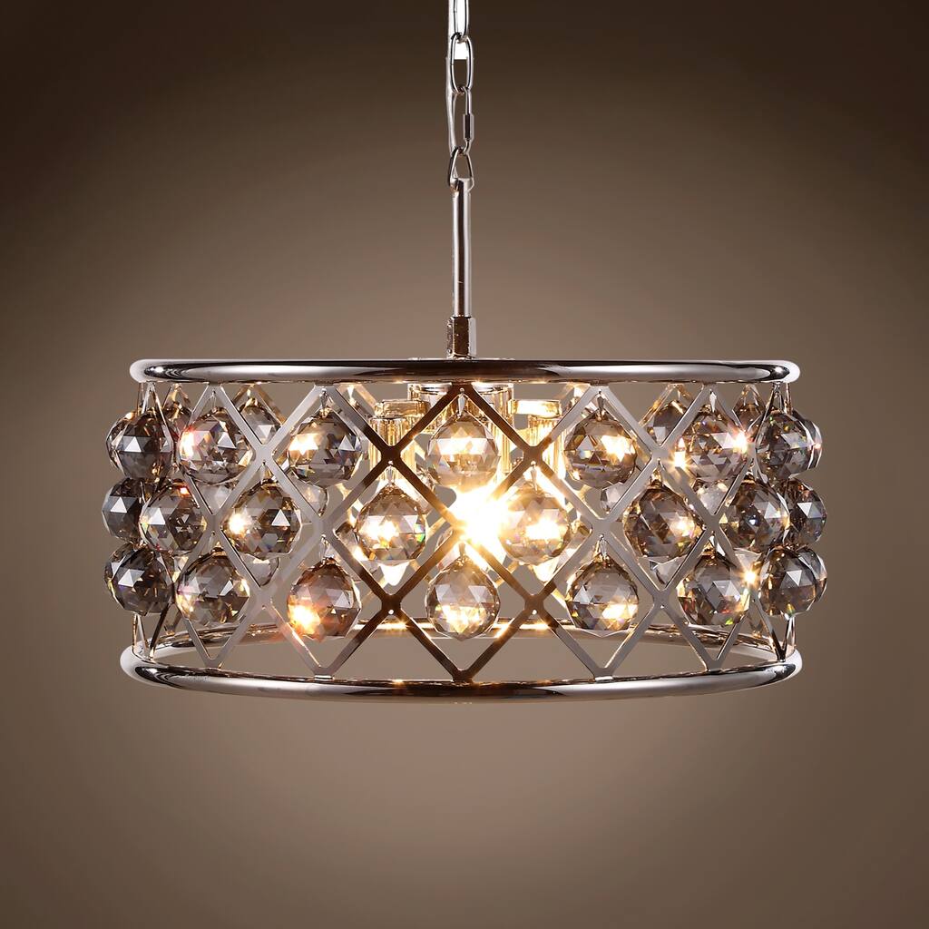 Hoop 5 Light 20" Polished Nickel Smoke Crystal Chandelier - 9.00