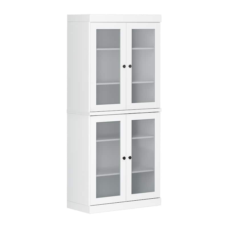 Palace Imports 100% Solid Wood Pantry Cabinet with Frosted, Clear Glass or Solid Doors and Adjustable Shelves