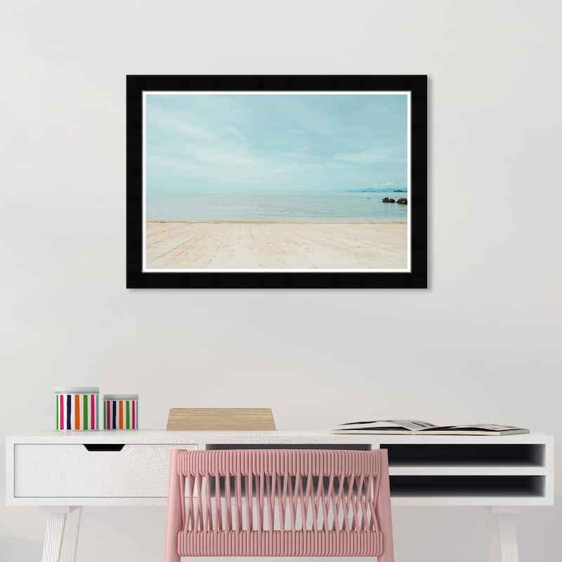 Wynwood Studio Prints Nature and Landscape Soft Pale Beach Blue and Light Blue Nautical & Coastal Wall Art Canvas Print - Black