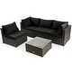 preview thumbnail 63 of 61, Costway 5PCS Patio Rattan Furniture Set Cushioned Sofa & Chair Coffee