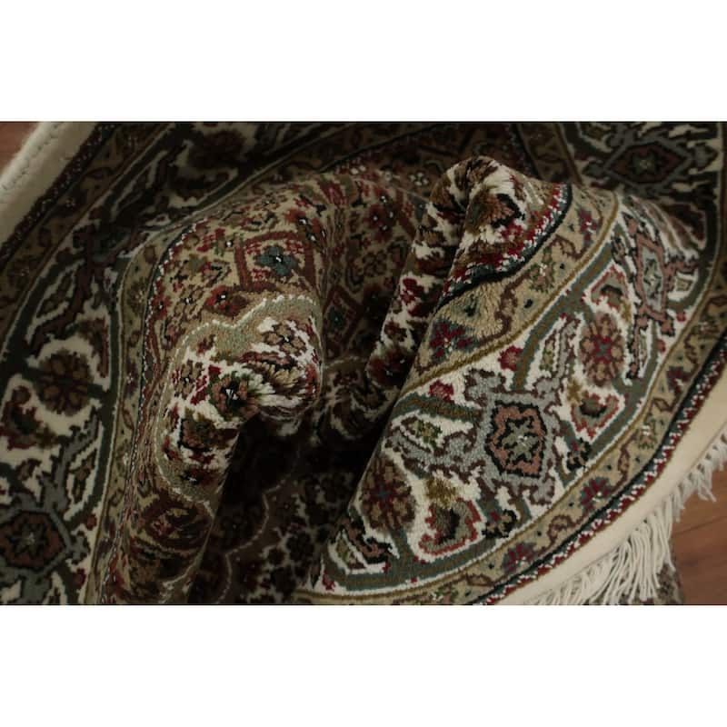 Hand Knotted Oriental 100% Wool Carpet Traditional Floral Beige & Ivories Tabriz-Mahi Area Rug - 6' 0'' X 4' 0''