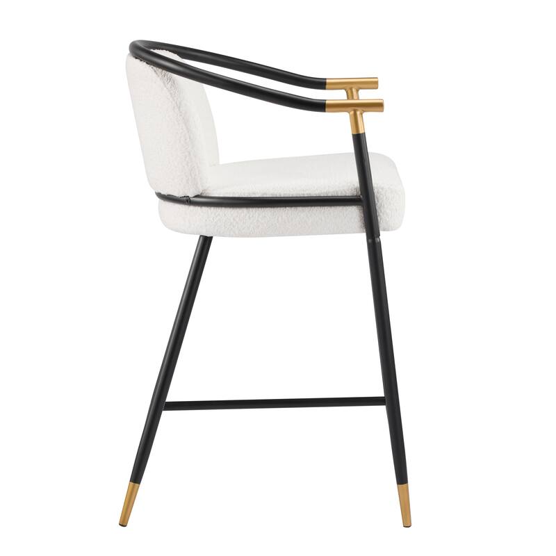 Beige Upholstered Counter Height Stools Set of 2 Reception Chair Stylish Meeting Room Chair Accent Chair