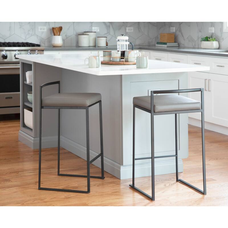 Porch & Den Forrest Contemporary Black Stackable Fully Welded Counter Stool (Set of 2)