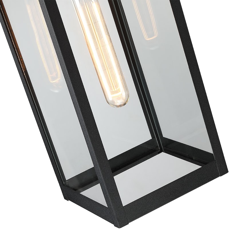 1-Light Dusk to Dawn Black Outdoor Wall Lantern Sconce - 16.5"H