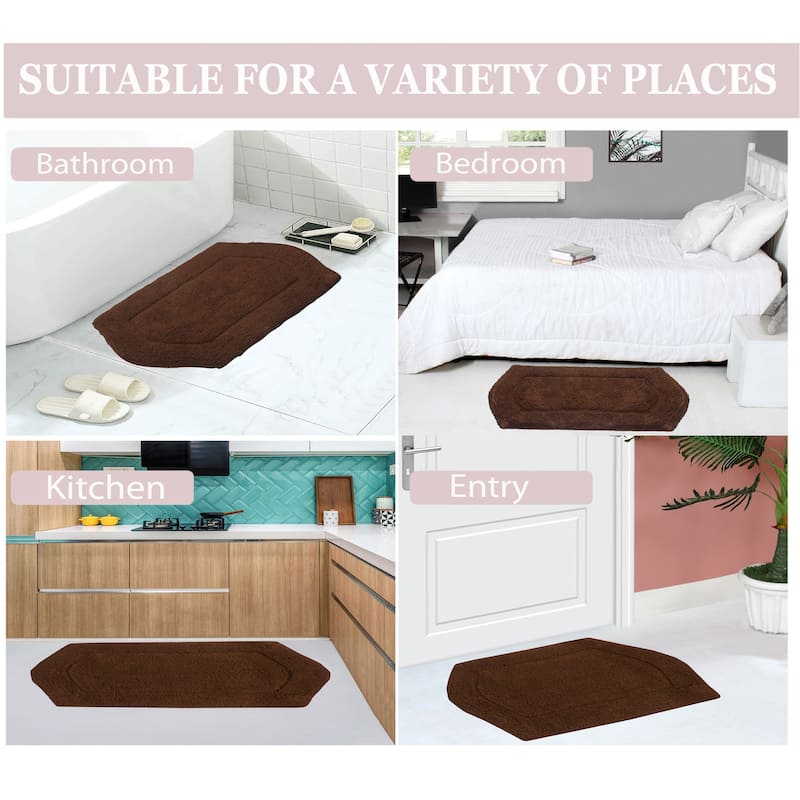 Waterford Collection 100% Cotton Non-Slip Bathroom Rug Set, Machine Washable Bath Rug, 5 Piece Bath Mat Set with Contour