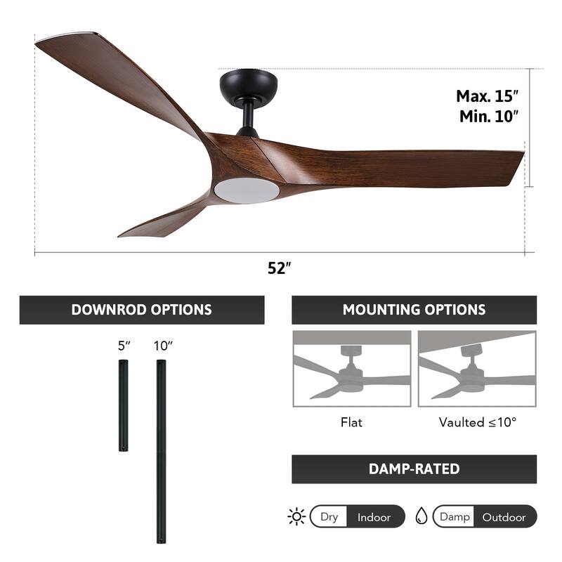 CO-Z 52-inch Modern Propeller Ceiling Fan with Remote