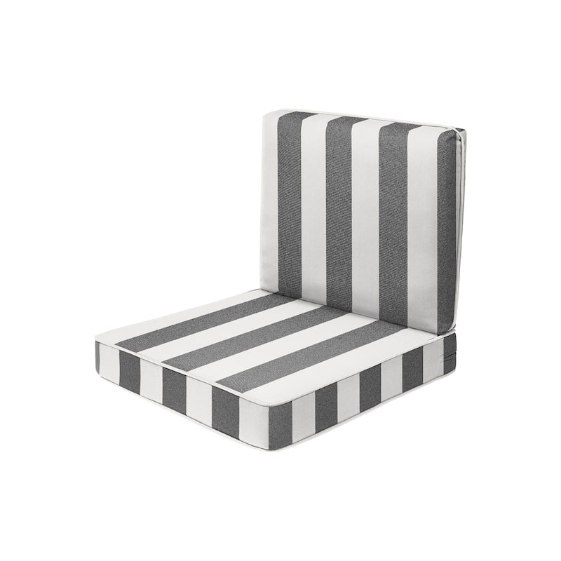 Haven Way Universal Outdoor Deep Seat Lounge Chair Cushion Set - 23x26 - Black/White Stripe
