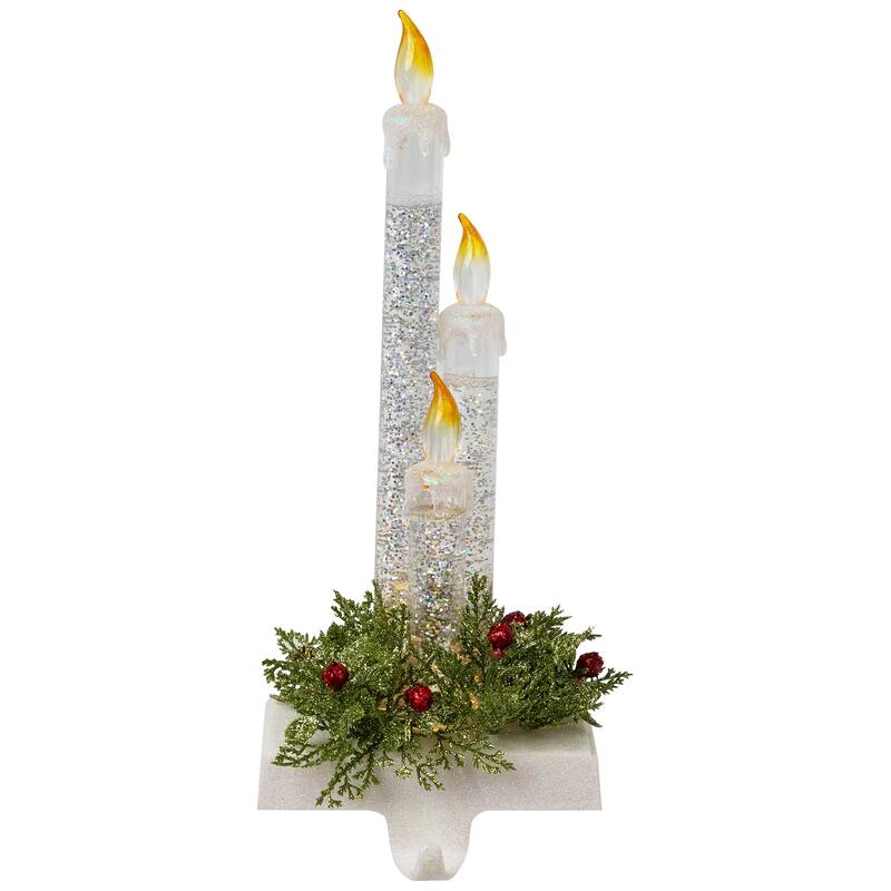 9" Battery Operated LED Lighted Candle Christmas Stocking Holder