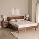 preview thumbnail 2 of 13, Rina Mid-Century Modern Ash Walnut Finished Wood 3-Piece/ 4-Piece Bedroom Set with Synthetic Rattan(Multiple Bed Sizes)