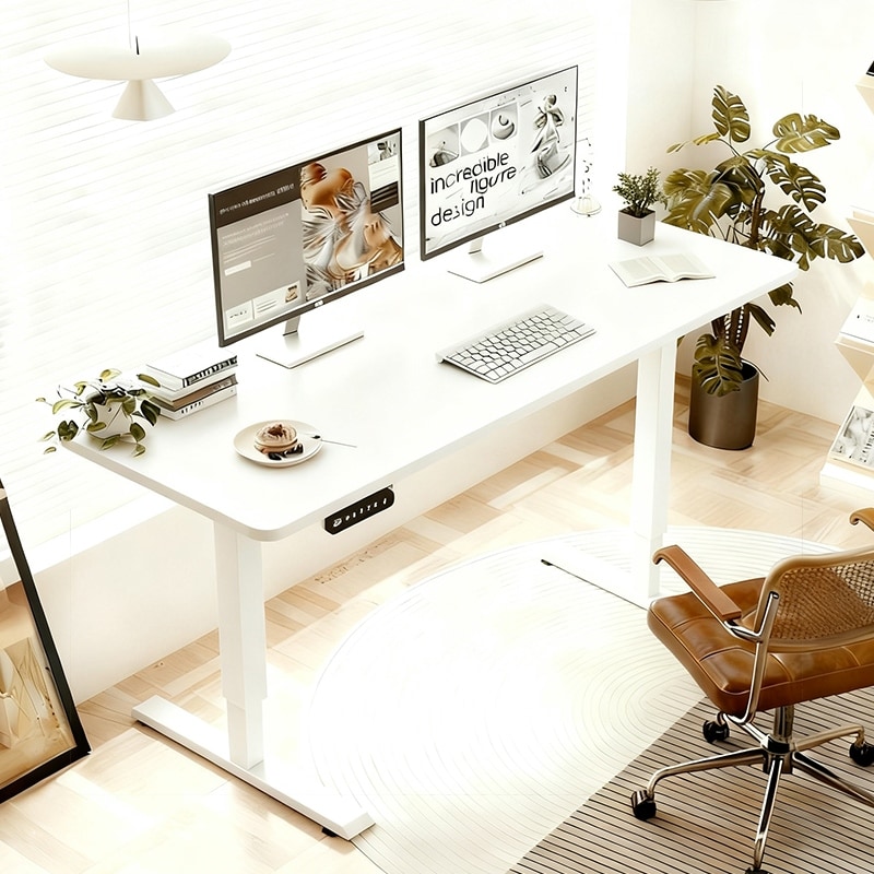 Electric Standing Desk Height Adjustable Desk for Home Table Gaming Desk Modern Luxiury Table 55" Lift-up Desk