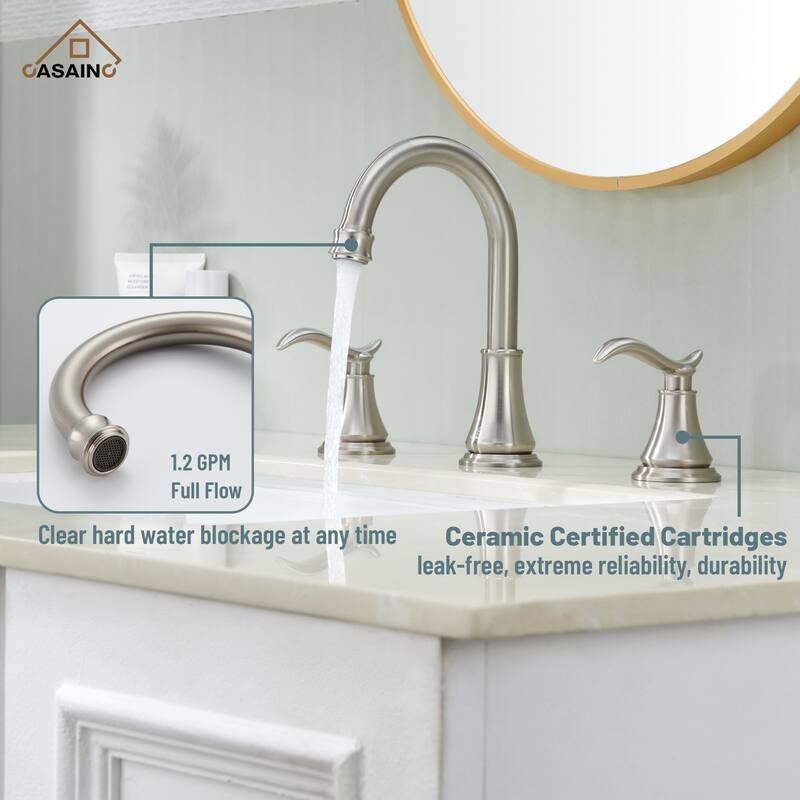 8 in. Widespread Double Handle Bathroom Faucet with Drain Kit Included