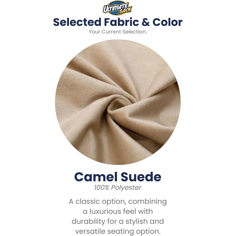 Ultimate Sack 4ft Bean Bag Chair, Oversized Indoor Comfy Lounger, Camel Suede