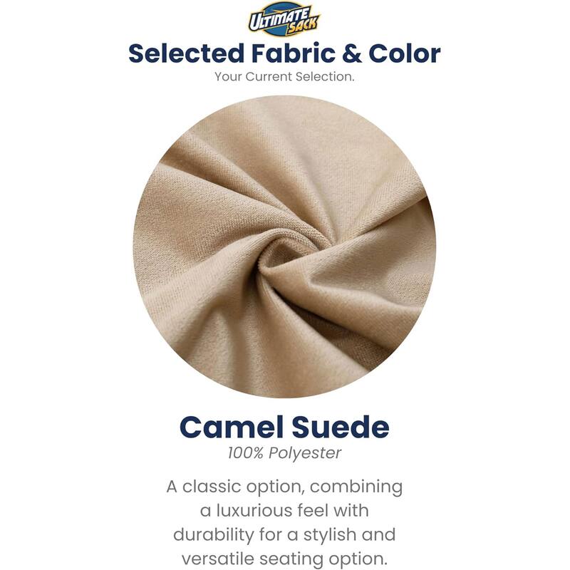 Ultimate Sack 4ft Bean Bag Chair and Footstool, Oversized Lounger, Camel Suede
