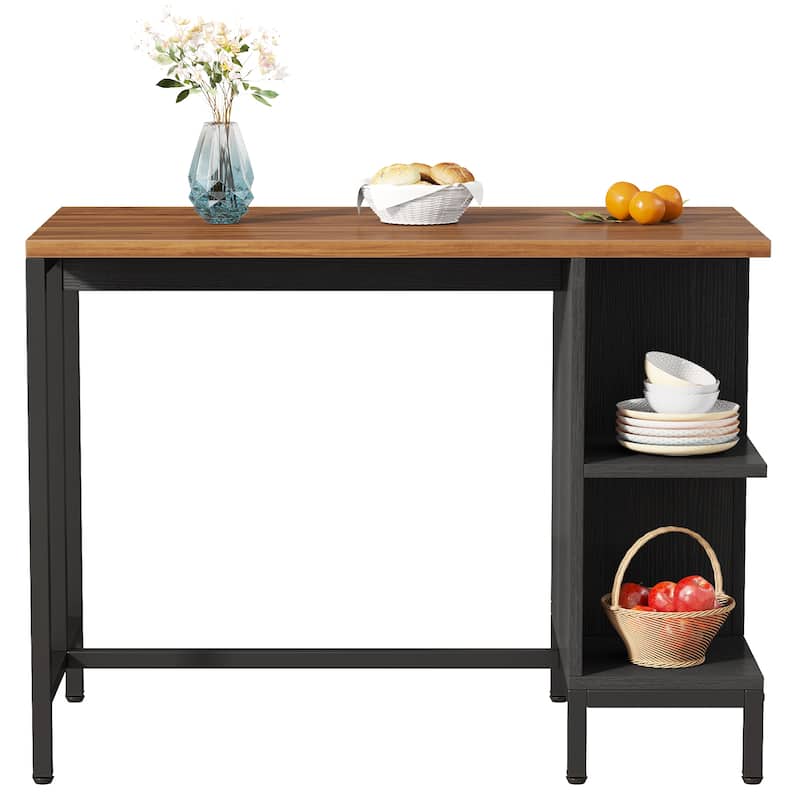 43" Wide Kitchen Island, Kitchen Counter Table with 5 Open Shelves