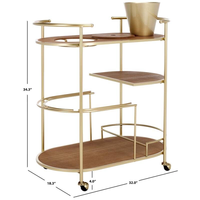 SAFAVIEH Alora 2-Tier Bar Cart with Bucket - 32 in. W x 18.3 in. D x 34.3 in. H