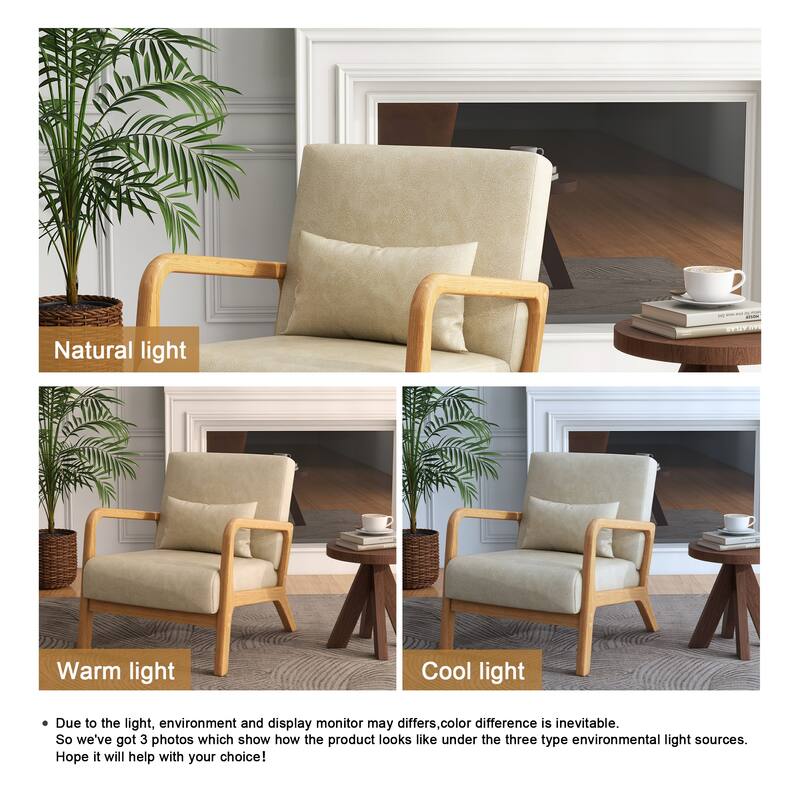 Mid Century Modern Upholstered Accent Chair with Pillow