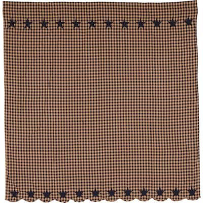 Primitive Bath VHC Star Shower Curtain Rod Pocket Cotton Star Appliqued