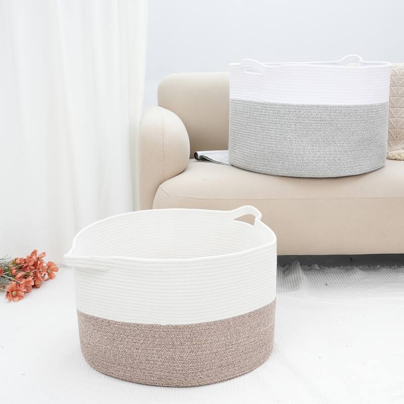 Woven Storage Bin, Shelf Closet Storage Basket with Handles for Home - 20*20*13.4in