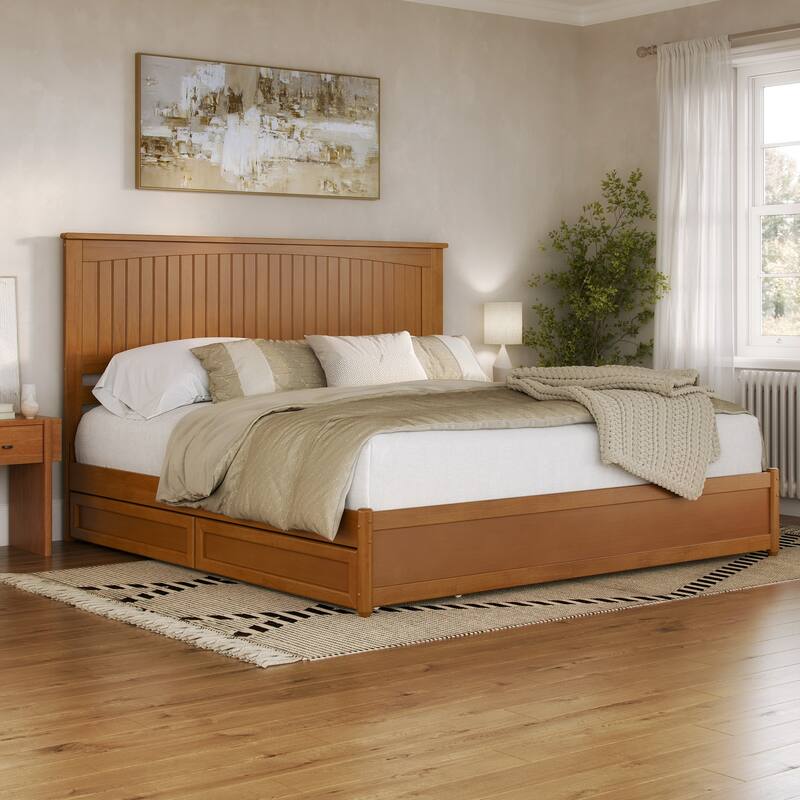 Malta Platform Bed with Panel Footboard and Storage Drawers