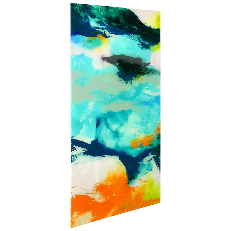 "Tidal Abstract 2" Frameless Free Floating Tempered Glass Panel Graphic Wall Art