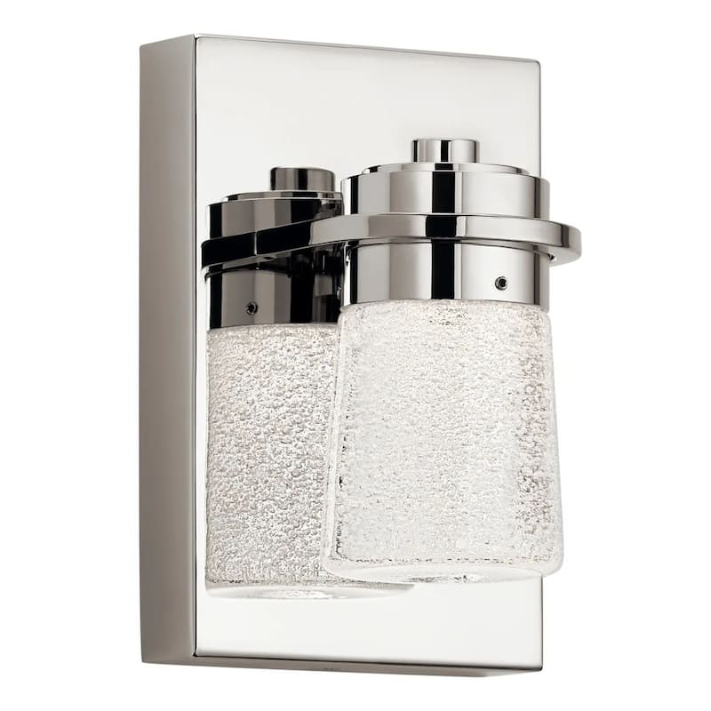 Vada 5"W 1-Light LED Vanity Bath Light Sconce Polished Nickel, Bubble Glass Shade by Kichler - Polished Nickel