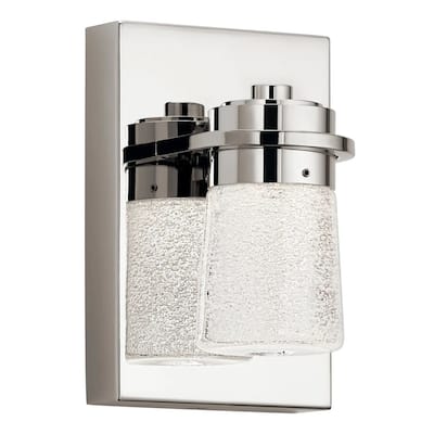Vada 5"W 1-Light LED Vanity Bath Light Sconce Polished Nickel, Bubble Glass Shade by Kichler