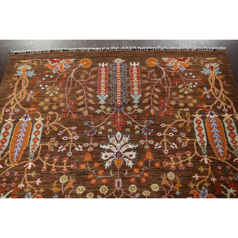 Vegetable Dye Floral Ziegler Oriental Area Rug Handmade Wool Carpet - 5'4" x 7'10"