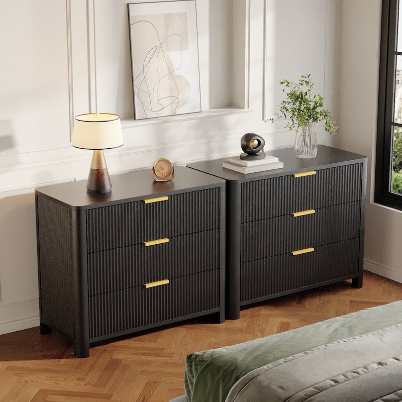 31.5-Inch Oversized Nightstand with 3 Drawers, Modern Sofa End Side Table with Storage, Extra Large Bedside Table