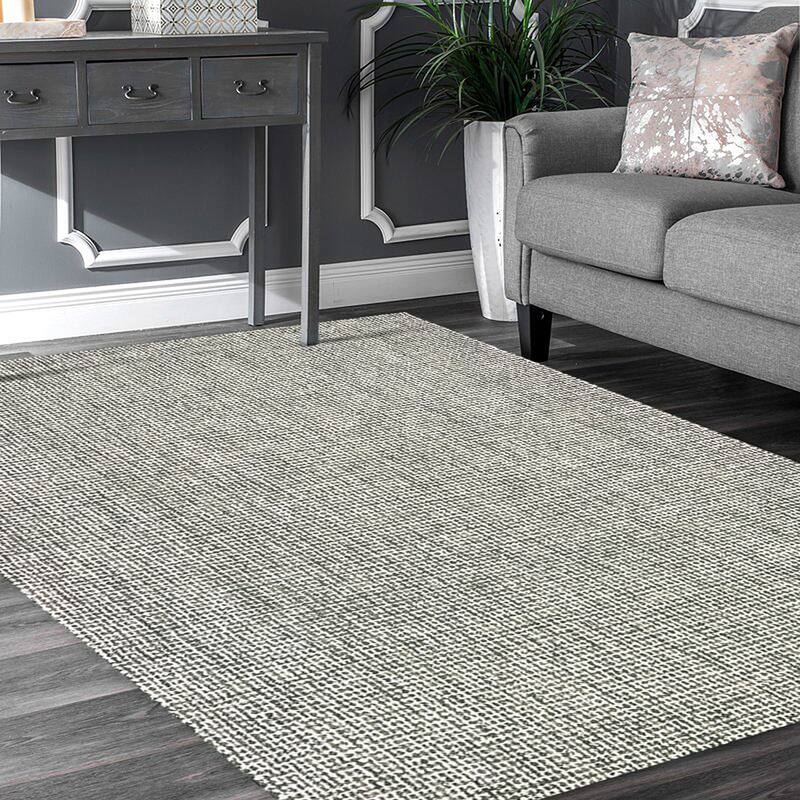 Noah Contemporary Geometric Wool Indoor Area Rug by Sevita - 5' x 7'9" - Grey/White