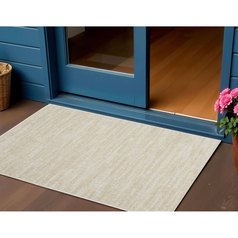 HomeRoots Contemporary Rectangle Outdoor Rug - 3' x 5' - Beige/Ivory - 3' x 5'