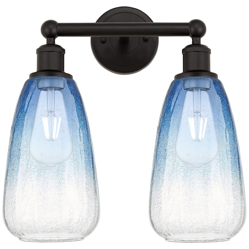 Innovations Lighting 616-2W-16-15 Brookhaven Almond Vanity Brookhaven - Oil Rubbed Bronze / Sapphire Blue