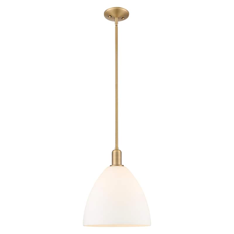 Innovations Lighting Endless Possibilities Arcadia - Bristol - 1 Light 12" Stem Hung Mini Pendant - Brushed Brass/Matte White
